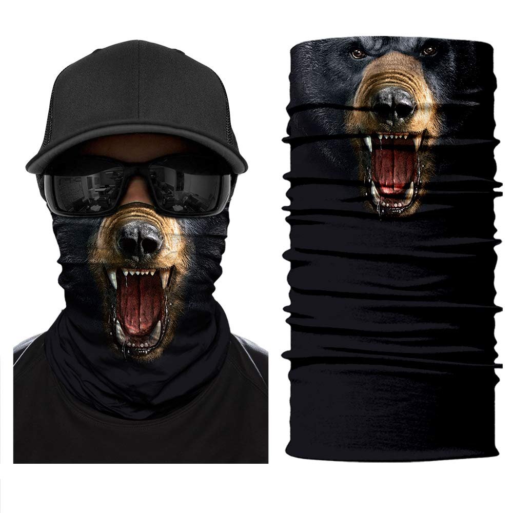 UNbrand Camo Face Mask Breathable Seamless Tube Dust-proof Windproof UV Bicycle ATV Face Mask for Motorcycling Cycling Hiking Camping Climbing Fishing Hunting (Bear)