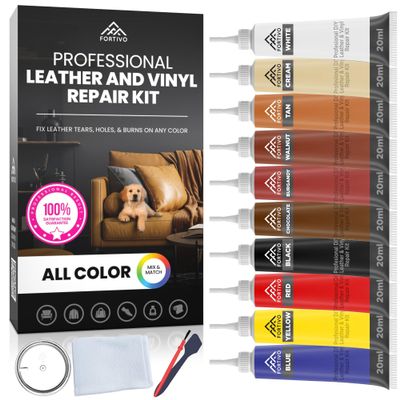 Leather and Vinyl Repair Kit for Furniture, Leather Scratch Repair for Upholstery and Boats, Easy Color Match, All-in-One Color Restorer for Jackets, Purses, and Shoes - 7 Color