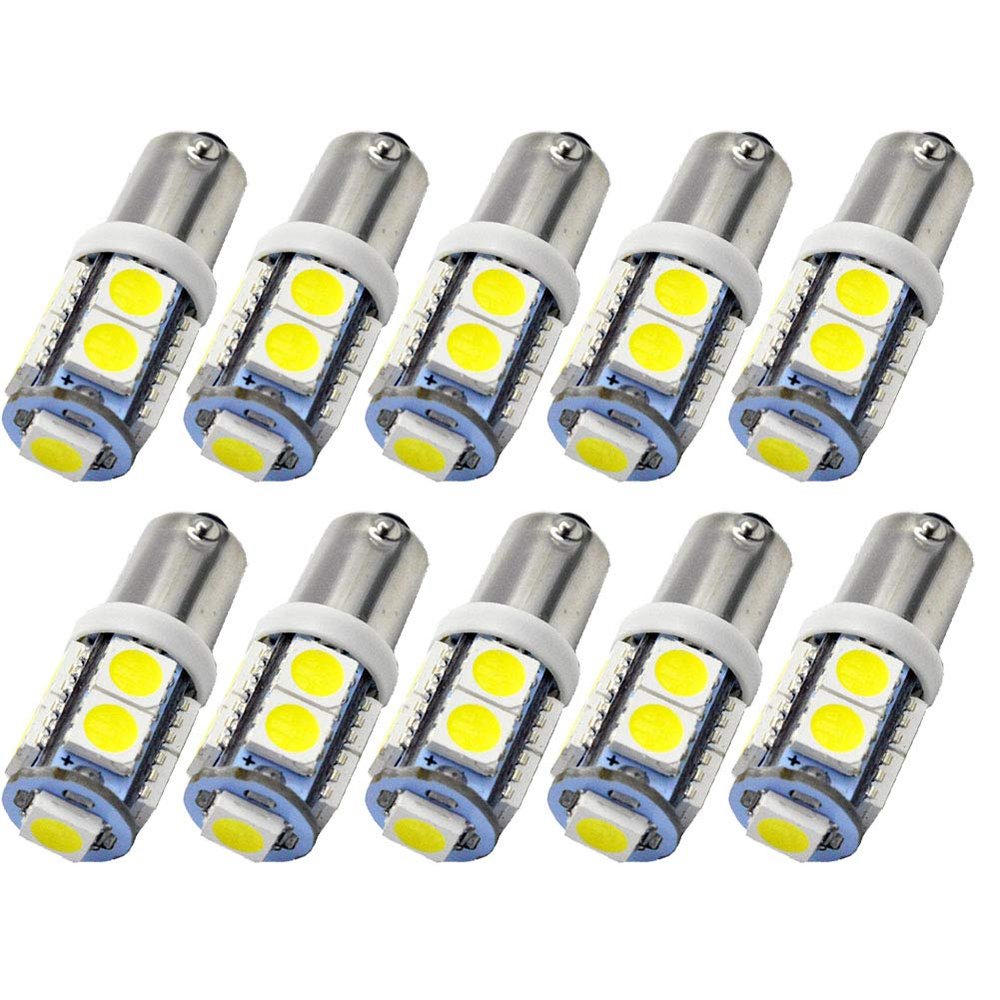 Ruiandsion 10pcs 12V BAY9S H21W LED Bulb Super Bright 5050 9SMD Chipset LED Backup Reverse Lights Bulb,White