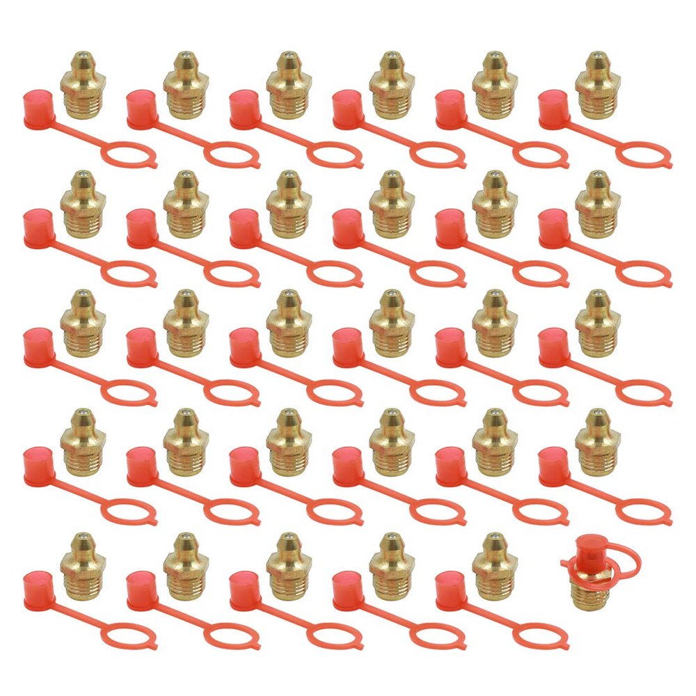 X AUTOHAUX M10 Straight Brass Hydraulic Grease Nipple Fittings with Dust Cap - 30 Set