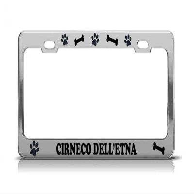 Cirneco DELL'ETNA Dog Paw Print License Plate Frame Tag & Holder Chrome
