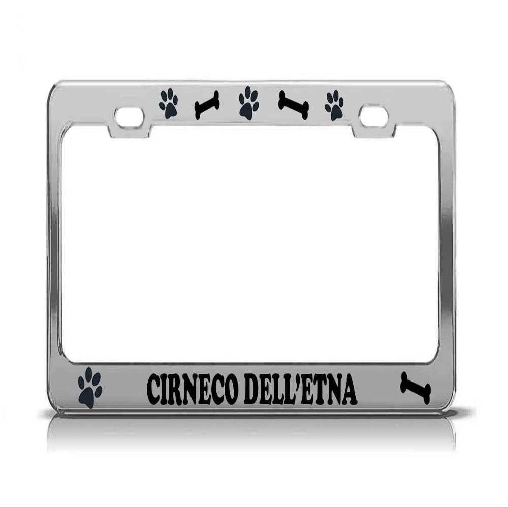 Cirneco DELL'ETNA Dog Paw Print License Plate Frame Tag & Holder Chrome