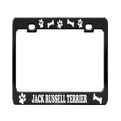 Jack Russell Terrier Dog Paw Print License Plate Frame Tag Black