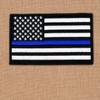 Bayonet Design TM - American Flag Patch with Hook & Loop Backing - Large 5" X 3" (Police Thin Blue LINE) Black Merrowed Edge, USA, Veterans, Firefighters, Police, Motorcycle view 2