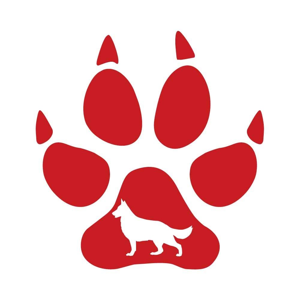 Dark Spark Decals German Shepherd Pawprint Breed Love 11 inch Red Indoor Outdoor Vinyl Decal