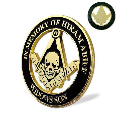Masonic Car Emblem Widow Son Hiram Abiff Mason Square & Compass Metal Auto Decal