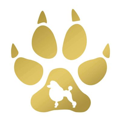 Dark Spark Decals Poodle Pawprint Breed Love 6 inch Gold Indoor Outdoor Vinyl Decal
