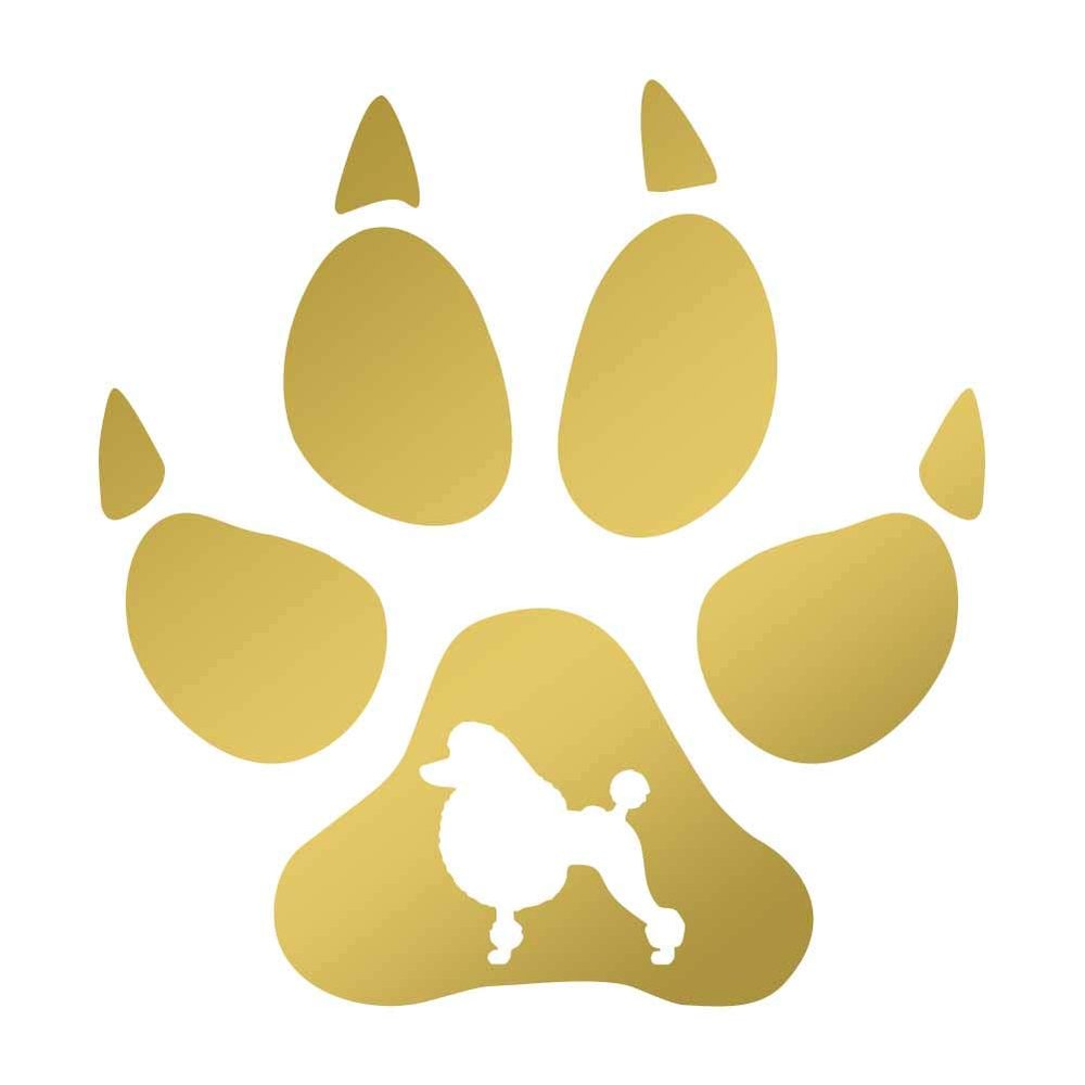 Dark Spark Decals Poodle Pawprint Breed Love 6 inch Gold Indoor Outdoor Vinyl Decal