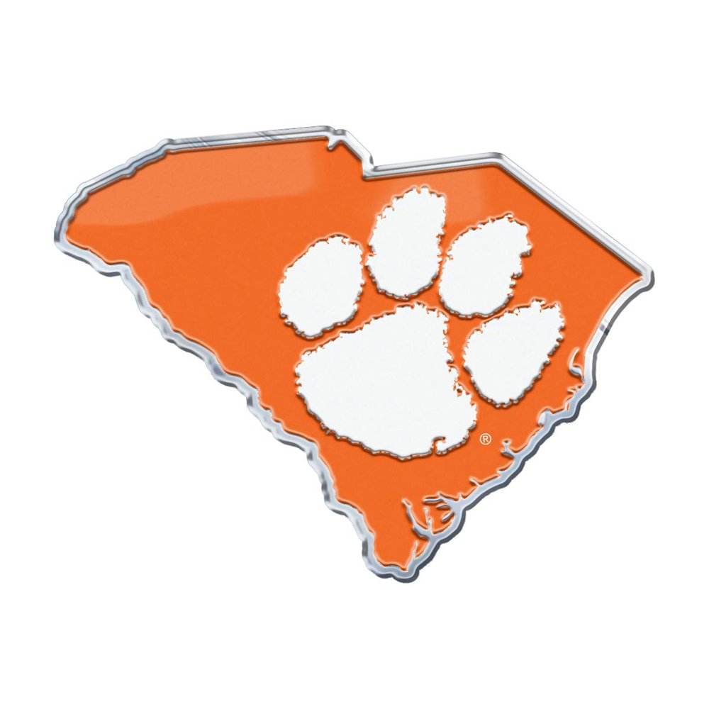 FANMATS 60860 NCAA - Clemson University Team State Aluminum Emblem - Great Gift for Sports Fans - Cars, laptops, Coolers and Other Hard Surfaces - for Homes, Cars, Trucks, SUVs.