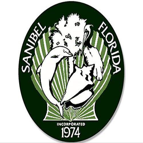 MAGNET 4x4 inch ROUND Sanibel Island City Seal Sticker -logo beach sanctuary Florida fl Magnetic vinyl bumper sticker sticks to any metal fridge, car, signs
