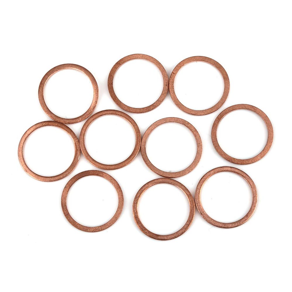 X AUTOHAUX 10pcs Copper Washer Flat Sealing Gasket Ring Spacer for Car 22 x 27 x 1.5mm