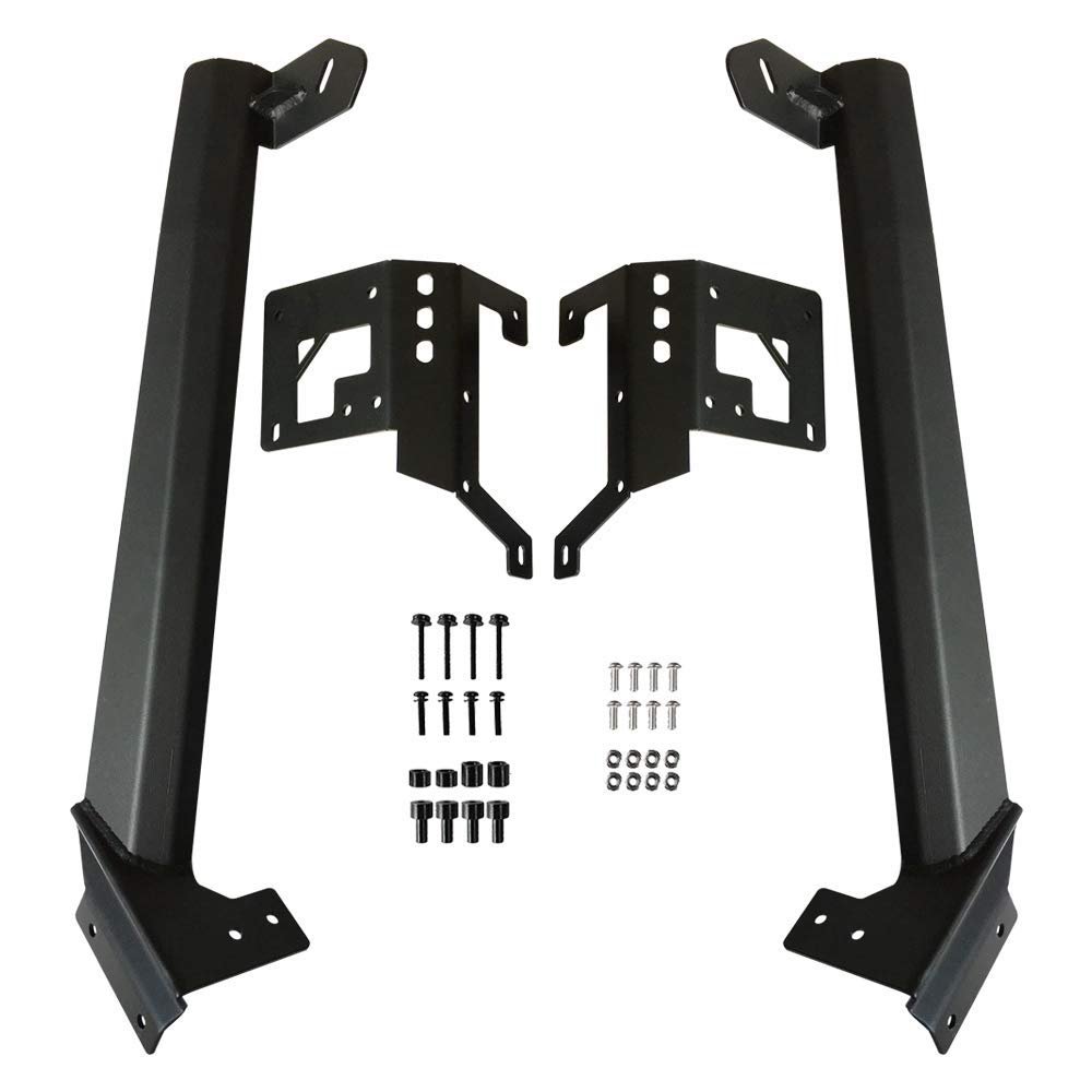 AUXTINGS 52 Inch Straight LED Work Light bar Steel Metal Upper Windshield JP JL Mounting Bracket W/Lower Corner Brackets for Jeep Wrangler JL 2018 2019-2022