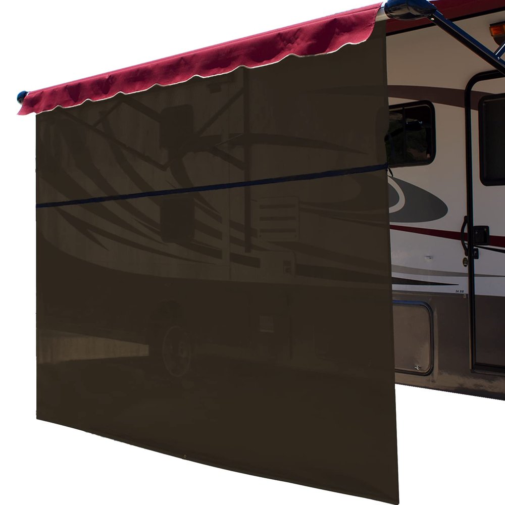 ShadePro - Vista Shade - RV Awning Shade Screen - Zipper Sun Screen Installs in Seconds - Solar Mesh Blocks 87% of Sunlight - The Original Camper Sunscreen Shade for Awnings - 15' x 11' - Brown