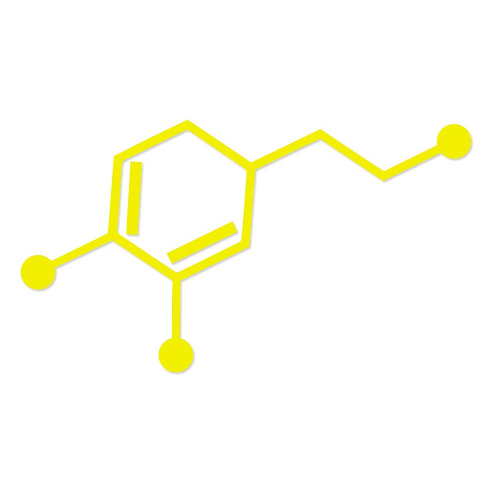 Applicable Pun Dopamine - Reward Chemical of the Brain - Vinyl Decal - Yellow 5 Inches Wide