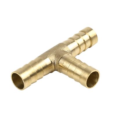 X AUTOHAUX 10mm Hose Barb Brass 3 Way Tee Connector Adaptor for Fuel Air Water Gas Oil Pipe