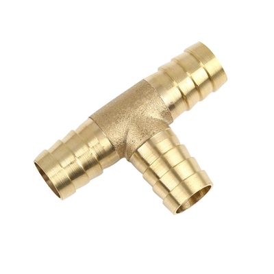 X AUTOHAUX 14mm Hose Barb Brass 3 Way Tee Connector Adaptor for Fuel Air Water Gas Oil Pipe