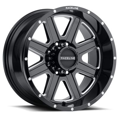 Raceline Wheels 940M HOSTAGE Wheel Black W/Machined Finish 17X9"5X127 Bolt Pattern 0mm Offset/(5"B/S) 8 Spoke Aluminum Passenger Car Wheels, Full Size Replacement Black Car Rims