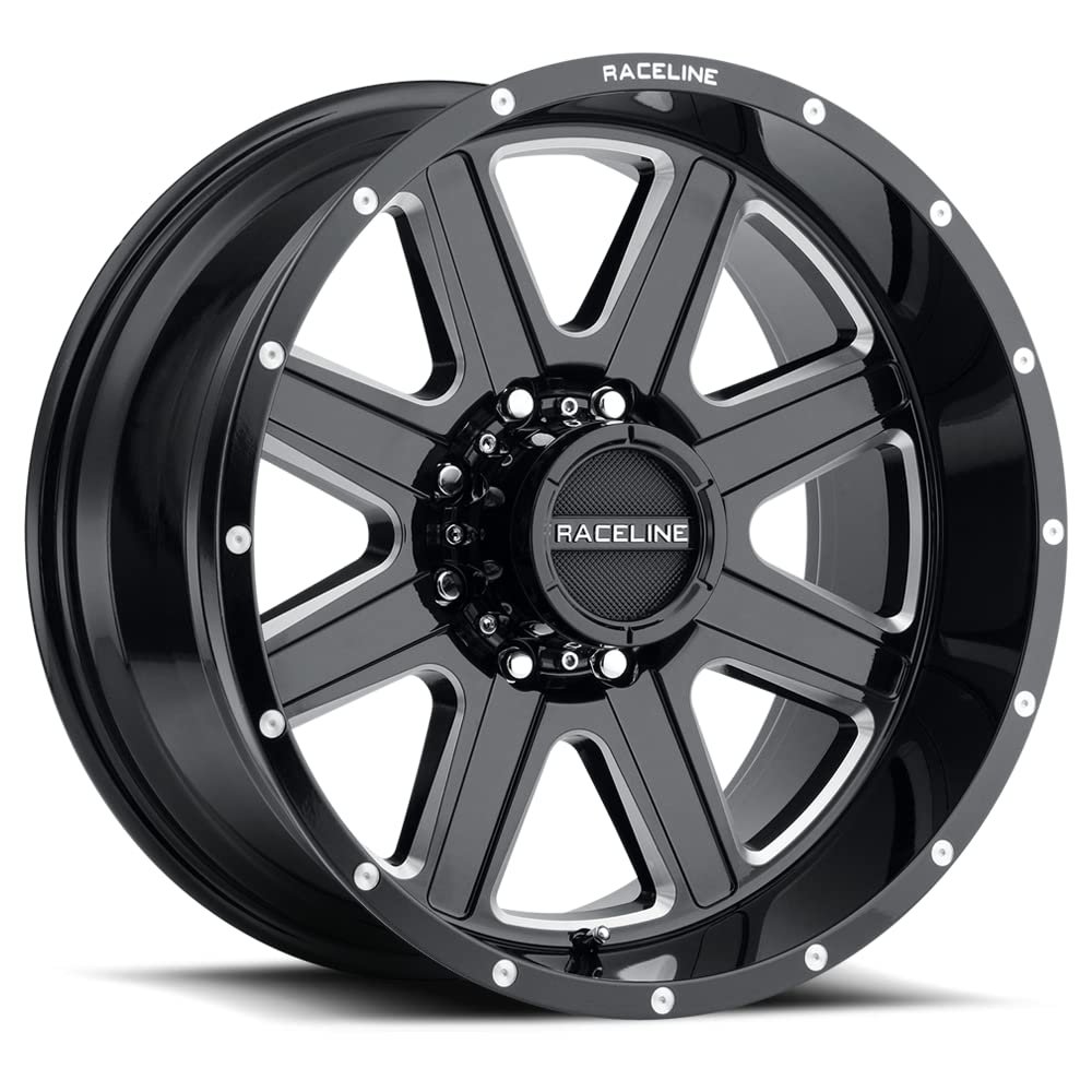 Raceline Wheels 940M HOSTAGE Wheel Black W/Machined Finish 17X9"5X127 Bolt Pattern 0mm Offset/(5"B/S) 8 Spoke Aluminum Passenger Car Wheels, Full Size Replacement Black Car Rims
