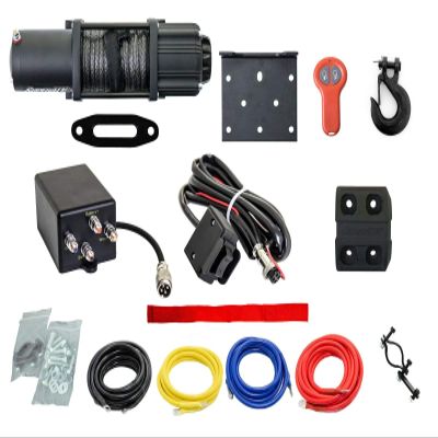 SuperATV 4500 LB. Black Ops Winch with Mounting Plate for Honda Pioneer