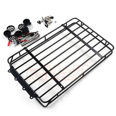 Yeah Racing Metal Roof Rack w/White LEDs for TRX-4 Bronco Axial SCX10 II Cherokee Jeep #TRX4-059