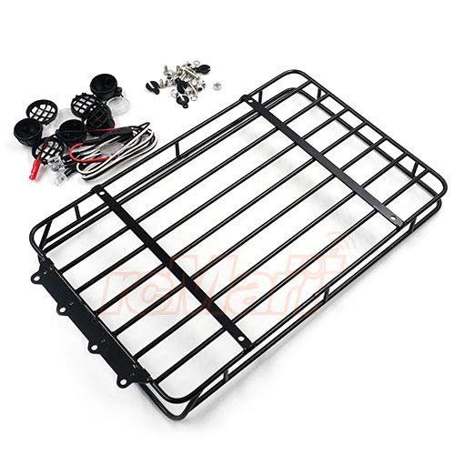 Yeah Racing Metal Roof Rack w/White LEDs for TRX-4 Bronco Axial SCX10 II Cherokee Jeep #TRX4-059