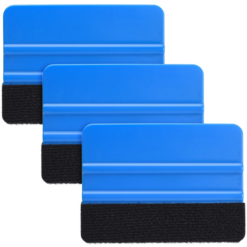 Durable Black Felt Edge Vinyl Squeegee Tool 4-Inch, Car Vinyl Film Wrapping Decal Window Tint Work, Professional Scratch Free Squeegee (Pack of 3)