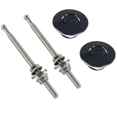 PTNHZ RACING 2pcs 1.25" Universal JDM Style Quick Latch Bumper Release Fastener Push Button Billet Hood Pin Lock Clip Kit Quick Pins for Auto Car Bumper Hood License Plate Black