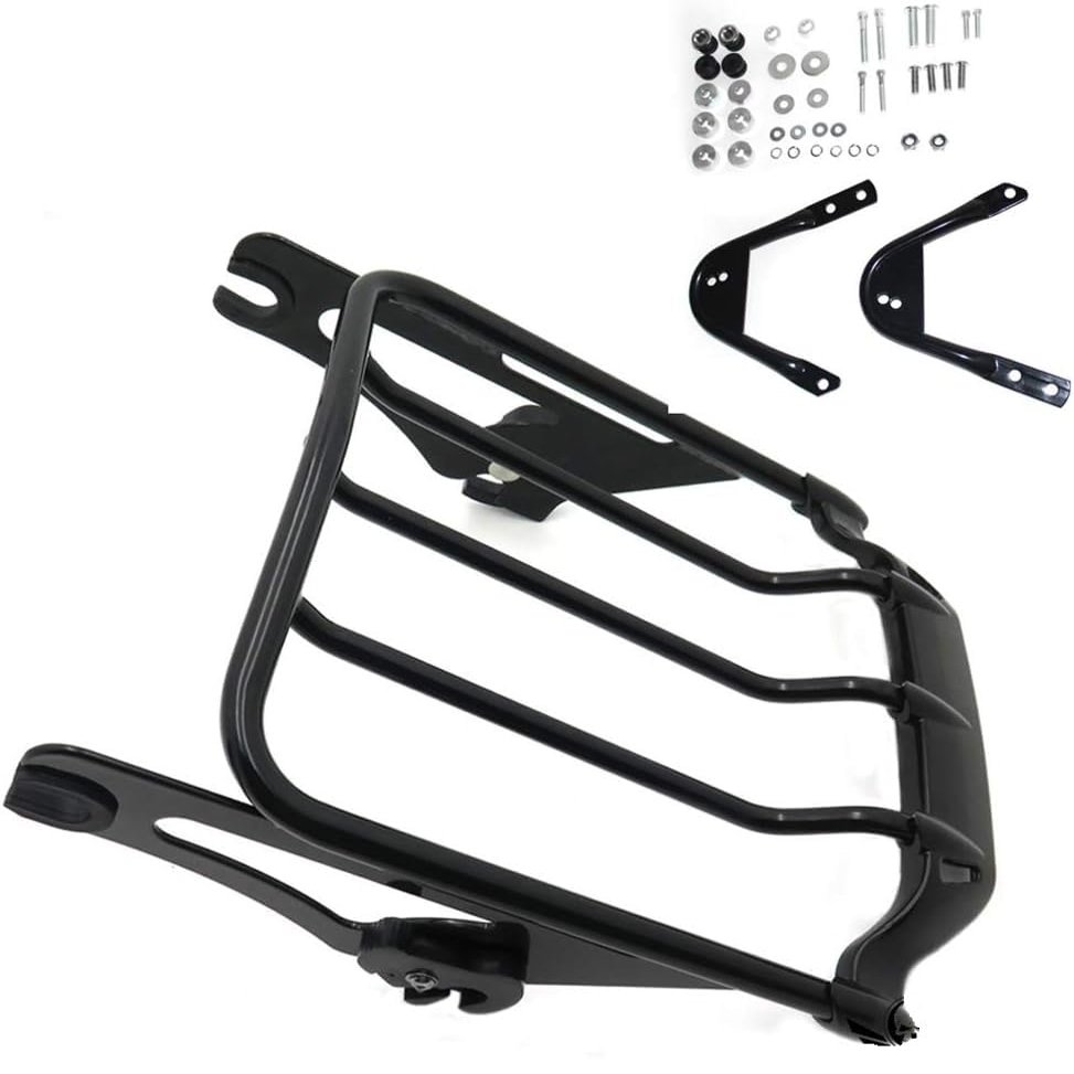 XKMT- Detachable Two-Up Air Wing Luggage Rack Docking Compatible with H-D Touring 97-08 07 06 Black