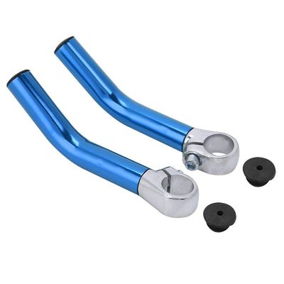 Aluminum Alloy Cycling Handlebar End Grips, Blue, Anti-Slip Bar Ends with Stopper for 22.2mm Handlebar, 1 Pair