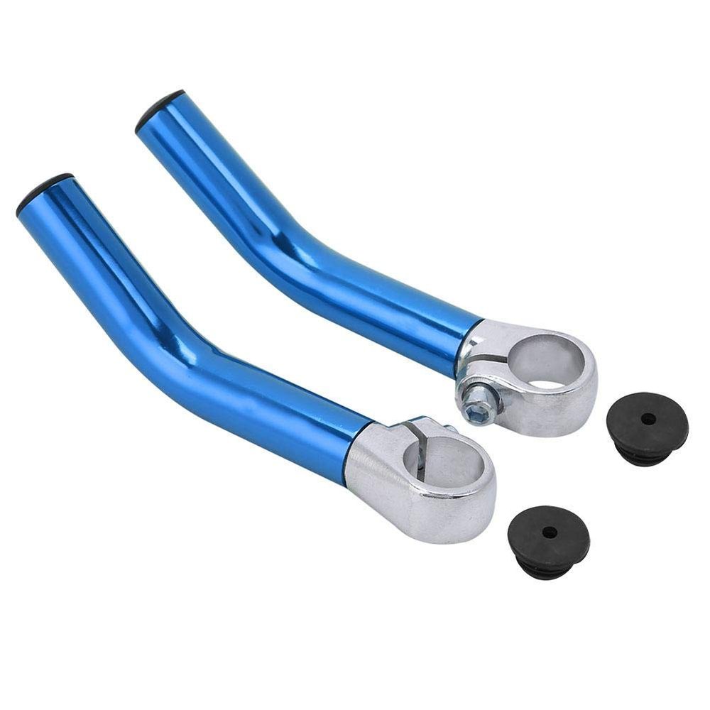 Aluminum Alloy Cycling Handlebar End Grips, Blue, Anti-Slip Bar Ends with Stopper for 22.2mm Handlebar, 1 Pair