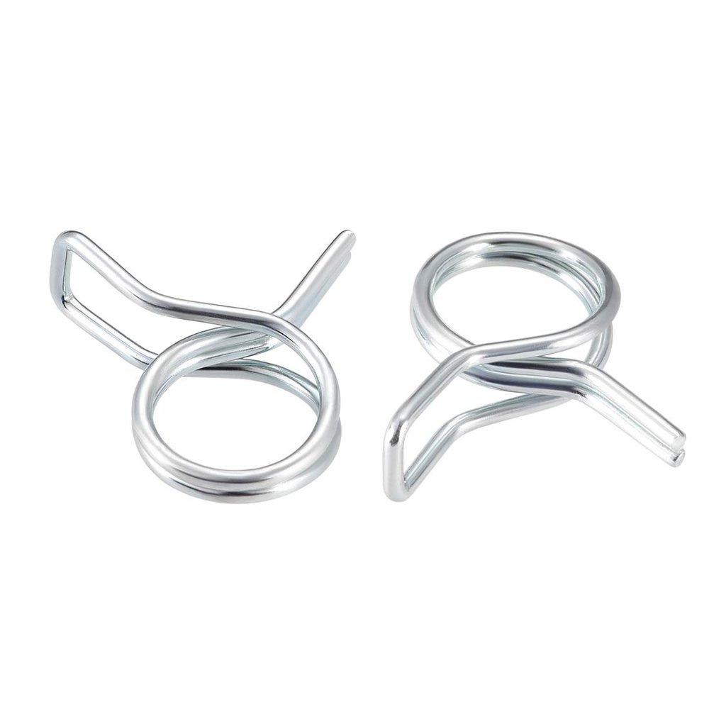 uxcell Double Wire Spring Hose Clamp 8mm Inner Dia Fit 8.5-9.2mm OD Hose Fuel Line Silicone Tube Spring Clips Zinc Plated 20Pcs