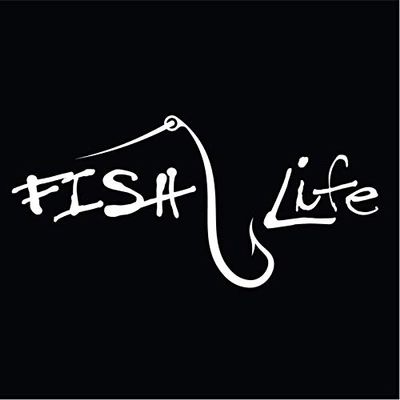Fish Life Vinyl Decal Sticker Easy Application Peel & Stick Design Compatible with Cars, Trucks, Vans, SUVs, Walls, Cups, Laptops 7-Inch White on Black Background Decal KCD2769