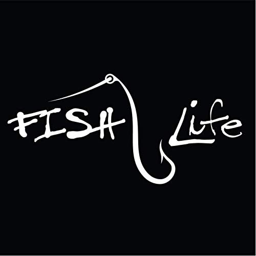 Fish Life Vinyl Decal Sticker Easy Application Peel & Stick Design Compatible with Cars, Trucks, Vans, SUVs, Walls, Cups, Laptops 7-Inch White on Black Background Decal KCD2769