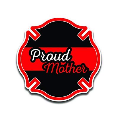 2-Pack Proud Firefighter Crest Mother Thin Red Line | Premium Quality Vinyl Decal Stickers | 5.5-Inch Laminated with UV Protective Laminate | PD2966