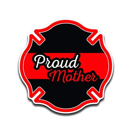 2-Pack Proud Firefighter Crest Mother Thin Red Line | Premium Quality Vinyl Decal Stickers | 5.5-Inch Laminated with UV Protective Laminate | PD2966