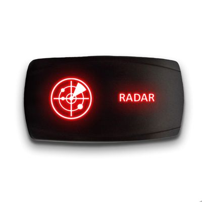 Radar - Red - Stark 5-PIN Horizontal Laser Etched LED Rocker Switch Dual Light - 20A 12V ON/Off