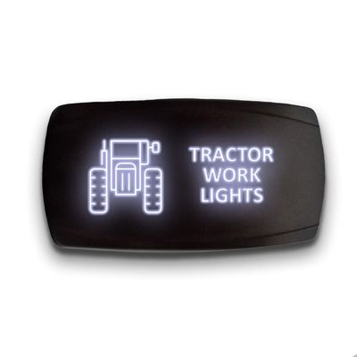 Tractor Work Lights - White - Stark 5-PIN Horizontal Laser Etched LED Rocker Switch Dual Light - 20A 12V ON/Off