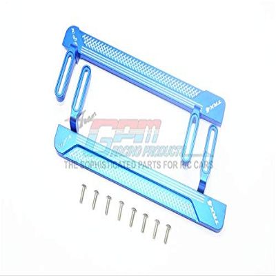GPM For Traxxas TRX-4 Defender/Tactical Unit/Blazer Upgrade Parts Aluminum Side Steps (Reticulated Pattern A) - 1Pr Set Blue