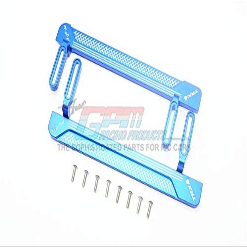 GPM For Traxxas TRX-4 Defender/Tactical Unit/Blazer Upgrade Parts Aluminum Side Steps (Reticulated Pattern A) - 1Pr Set Blue