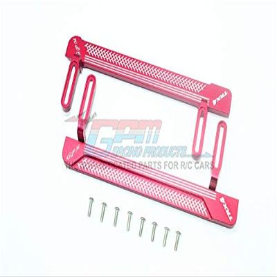GPM For Traxxas TRX-4 Defender/Tactical Unit/Blazer Upgrade Parts Aluminum Side Steps (Reticulated Pattern A) - 1Pr Set Red