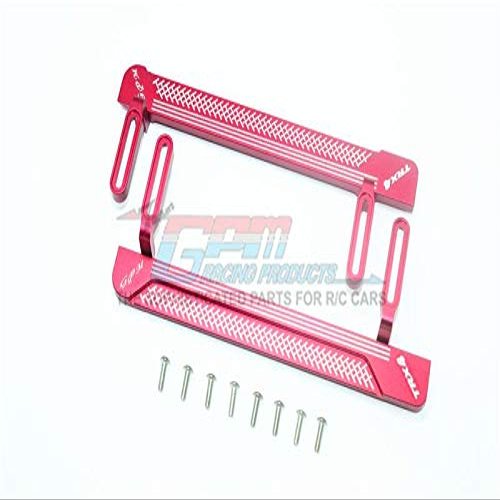 GPM For Traxxas TRX-4 Defender/Tactical Unit/Blazer Upgrade Parts Aluminum Side Steps (Reticulated Pattern A) - 1Pr Set Red