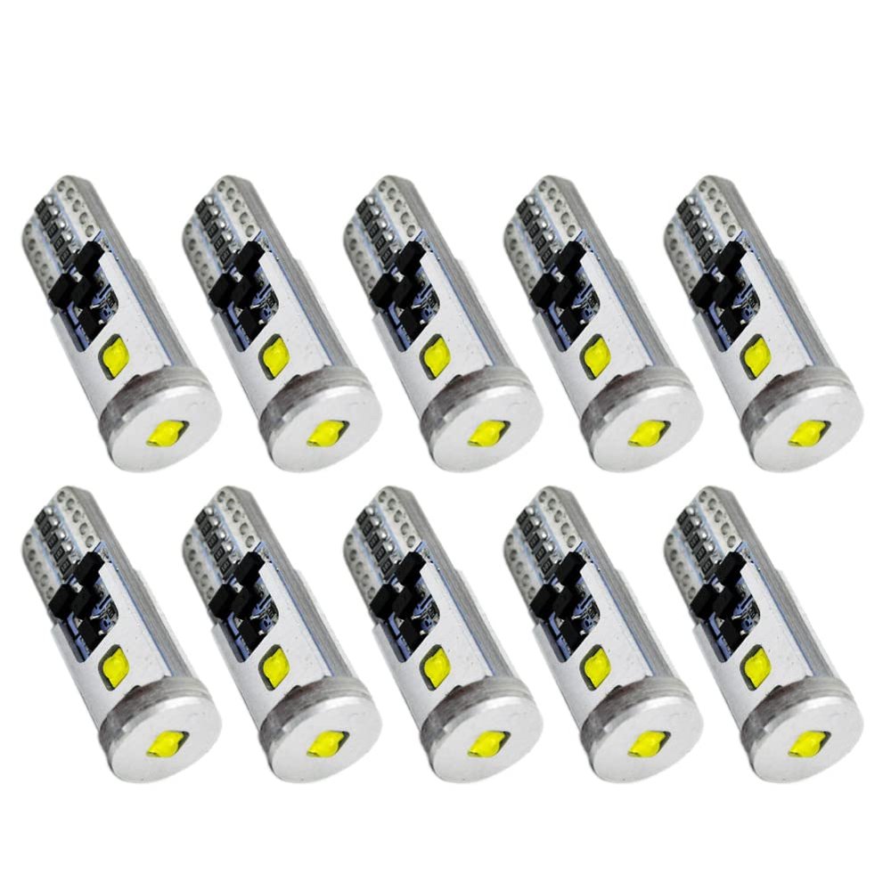 Ruiandsion 10pcs 194 LED Light Bulb 12-24V Super Bright LED Chipsets 168 2825 W5W T10 Wedge LED Replacement Bulbs Canbus Error Free for Car Door Courtesy License Plate Lights,White