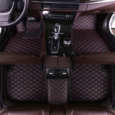 MAITE Custom Car Floor Mat Fit for Le.xus RC RC200t RC250 RC300 RC350 2016 2017 2018 Full Surrouded XPE Leather Waterproof Carpets Mats Black with Red Stitching