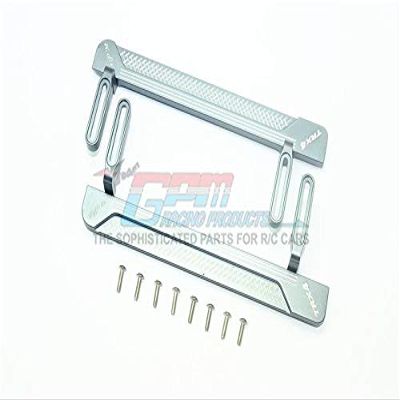 GPM For Traxxas TRX-4 Defender/Tactical Unit/Blazer Upgrade Parts Aluminum Side Steps (Reticulated Pattern A) - 1Pr Set Gray Silver