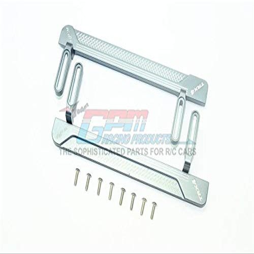 GPM For Traxxas TRX-4 Defender/Tactical Unit/Blazer Upgrade Parts Aluminum Side Steps (Reticulated Pattern A) - 1Pr Set Gray Silver