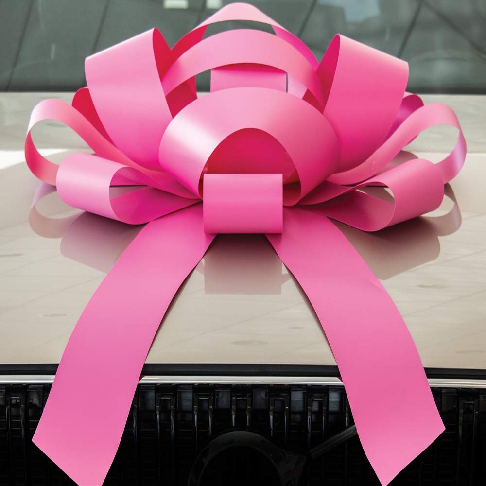 BigBows Giant Pink 30 inch Magnetic Car Bow, Weather Resistant Vinyl