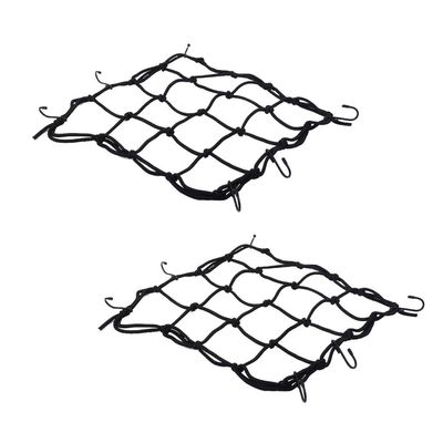 2 PCS Cargo Net,11.8 inch x11.8 inch Rack Bungee Net 6 Adjustable Hooks for Bike Bicycle Motorcycle (Black)