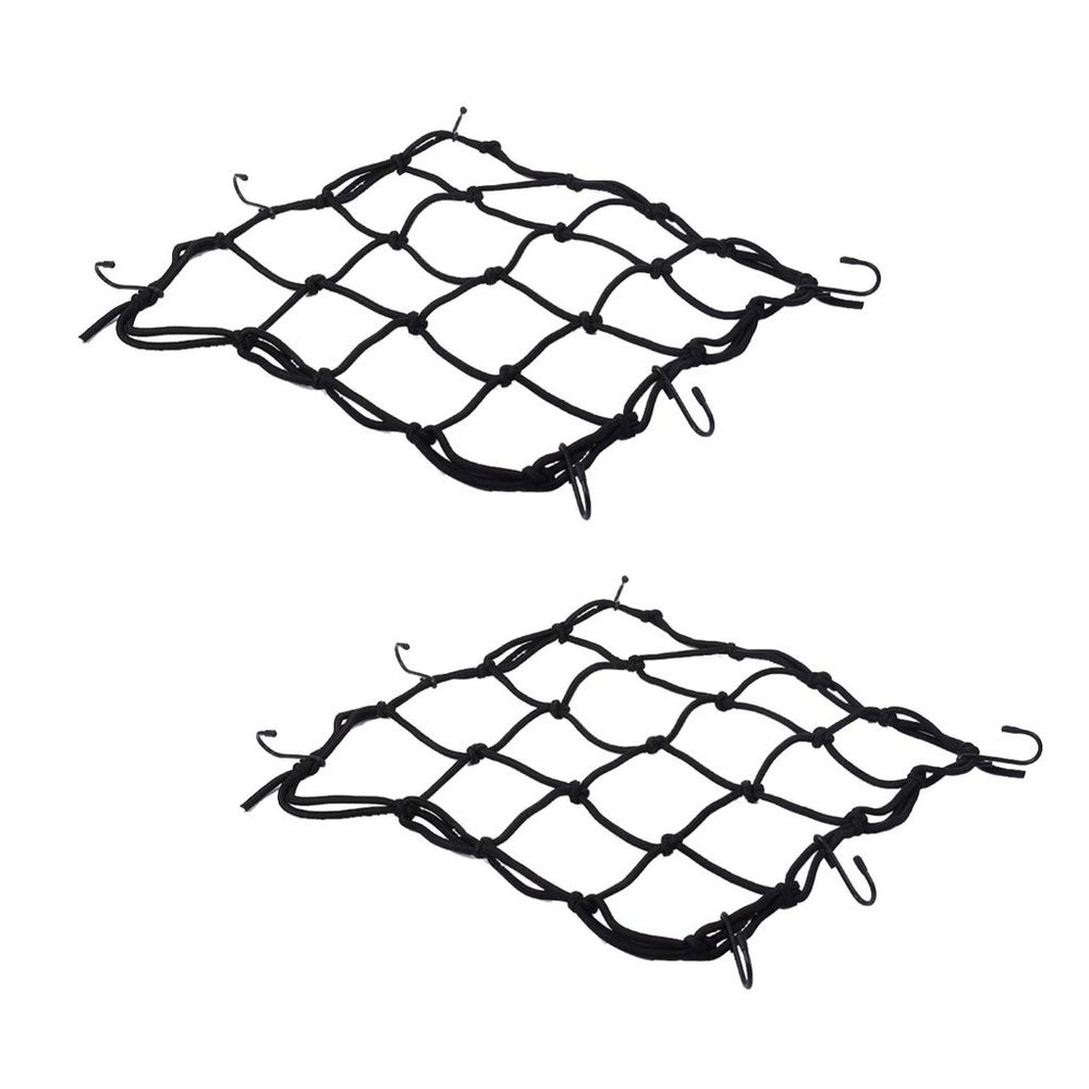 2 PCS Cargo Net,11.8 inch x11.8 inch Rack Bungee Net 6 Adjustable Hooks for Bike Bicycle Motorcycle (Black)