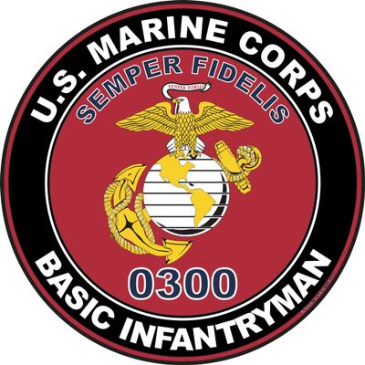 U.S.M.C. MOS 0300 Basic Infantryman Decal 3.8" - Red