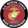 U.S.M.C. MOS 0300 Basic Infantryman Decal 3.8" - Red view 1